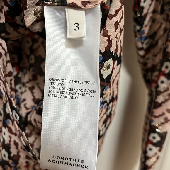Dorothee Schumacher Pink Floral Silk Button Up Down Blouse Top Shell Size 3 - Picture 10 of 13